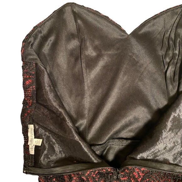 Strapless Red & Black Lace Fit & Flare Womens Dress Size M - Picture 5 of 10